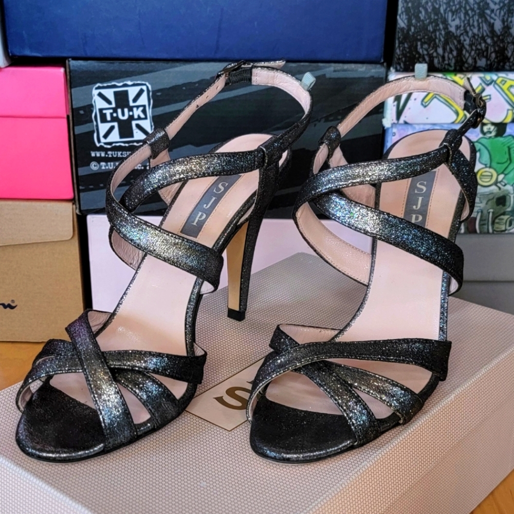 SJP by Sarah Jessica Parker Black Glitter Heels